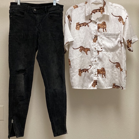 Satin Cheetah Print Blouse - Picture 6 of 7